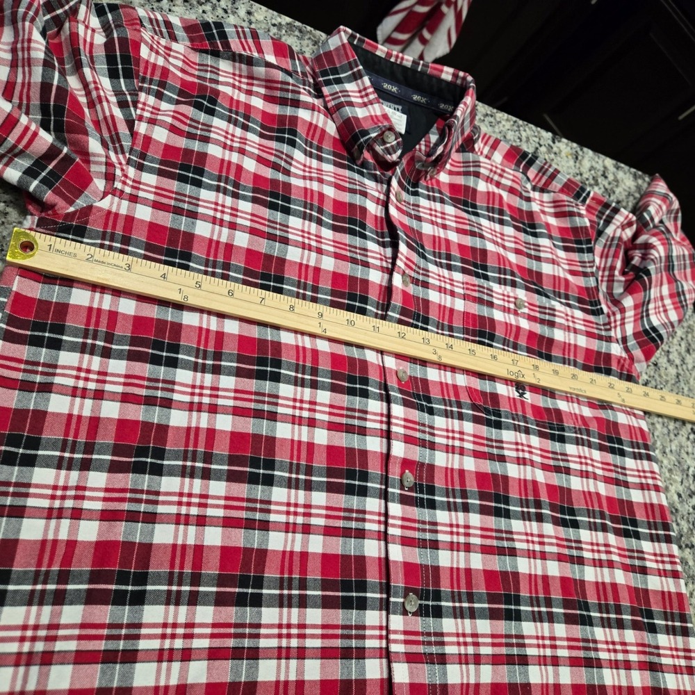 Wrangler 20X Mens Large Red Plaid Long Sleeve Western Rodeo Workwear - Picture 4 of 8